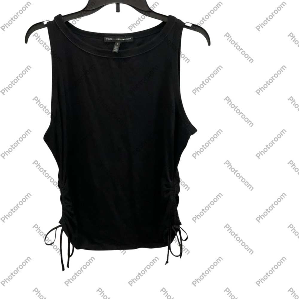 White House Black Market Black Ruched Tie  Tank Top